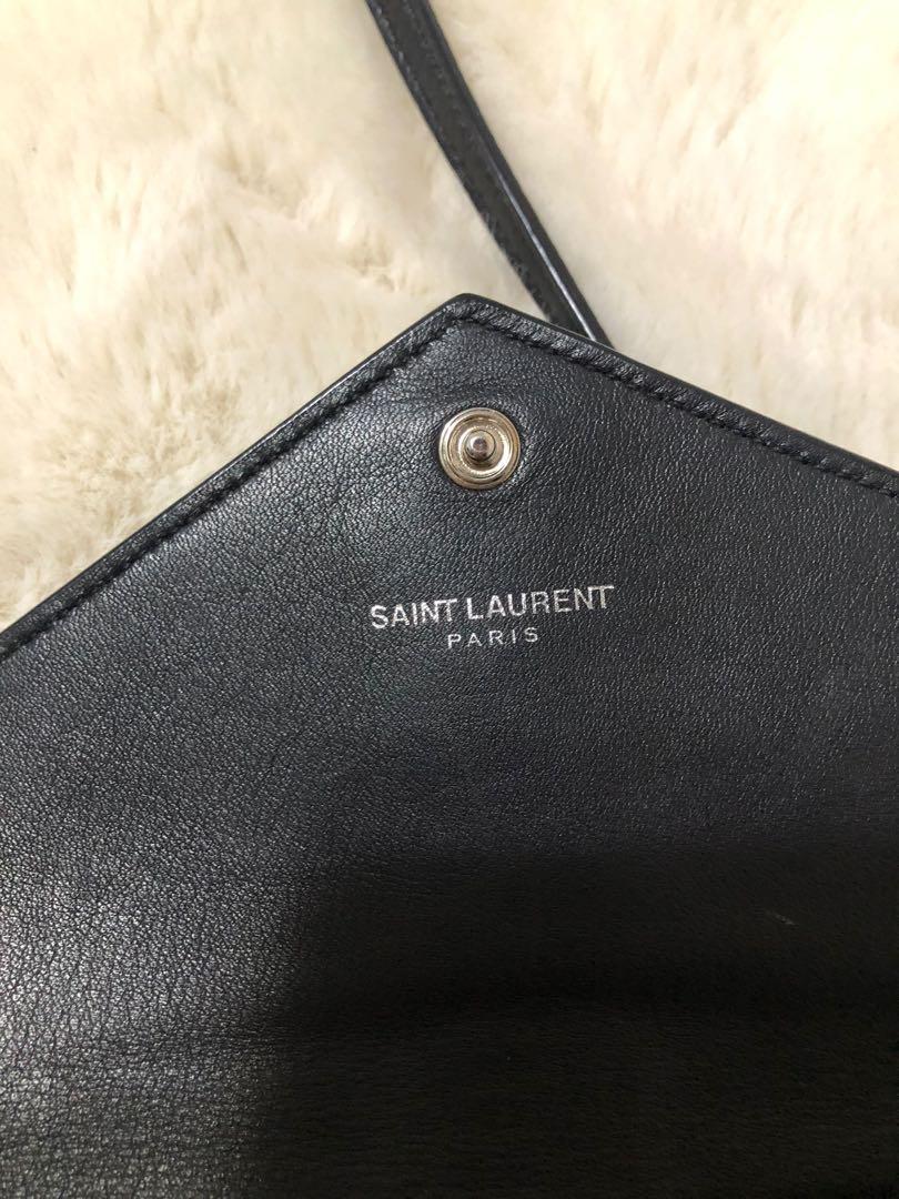 Authentic Saint Laurent Calfskin Monogram Tri Pocket Crossbody Bag
