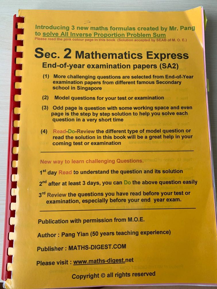 Sec 2 Mathematics Exam Papers, Hobbies & Toys, Books & Magazines, Assessment Books On Carousell
