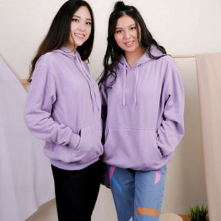 Sweater Hoodie Lilac Ungu Polos Fit to XL, Fesyen Wanita, Pakaian Wanita,  Atasan di Carousell