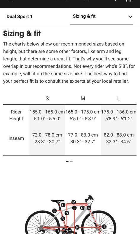 Trek dual sport size chart new arrivals