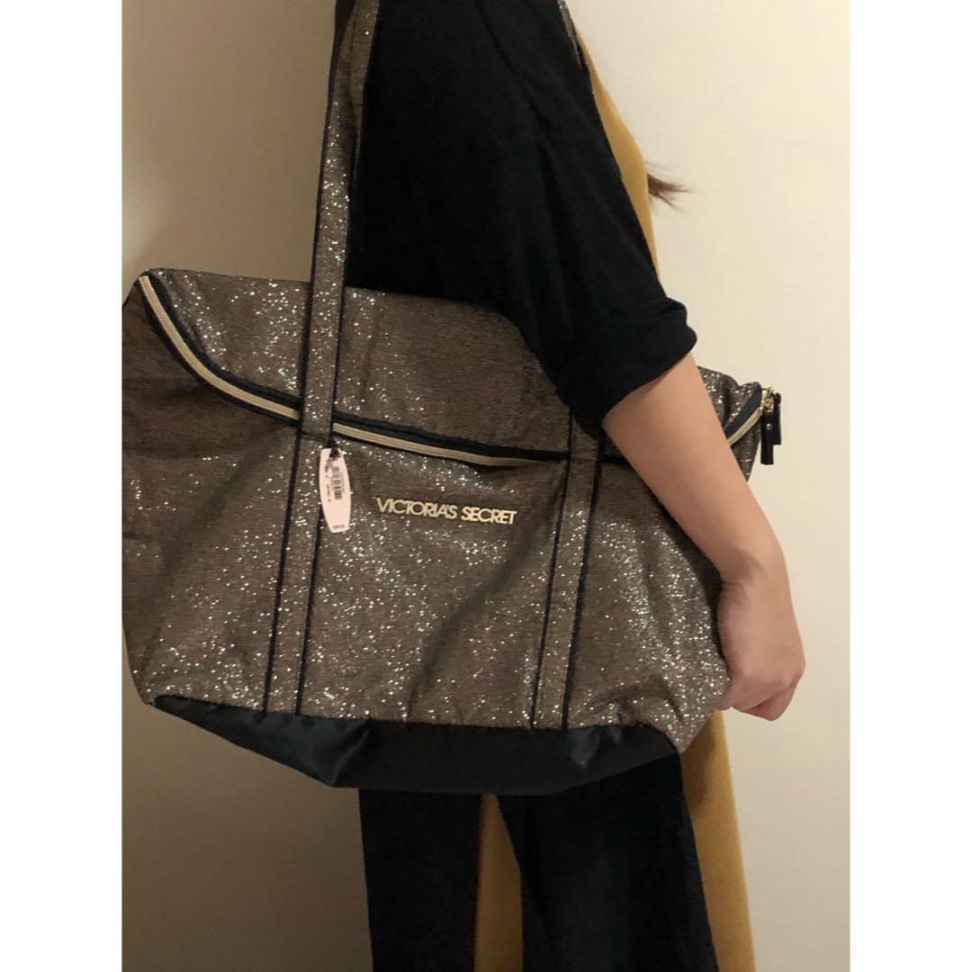 Victoria secret gold glitter bag shop