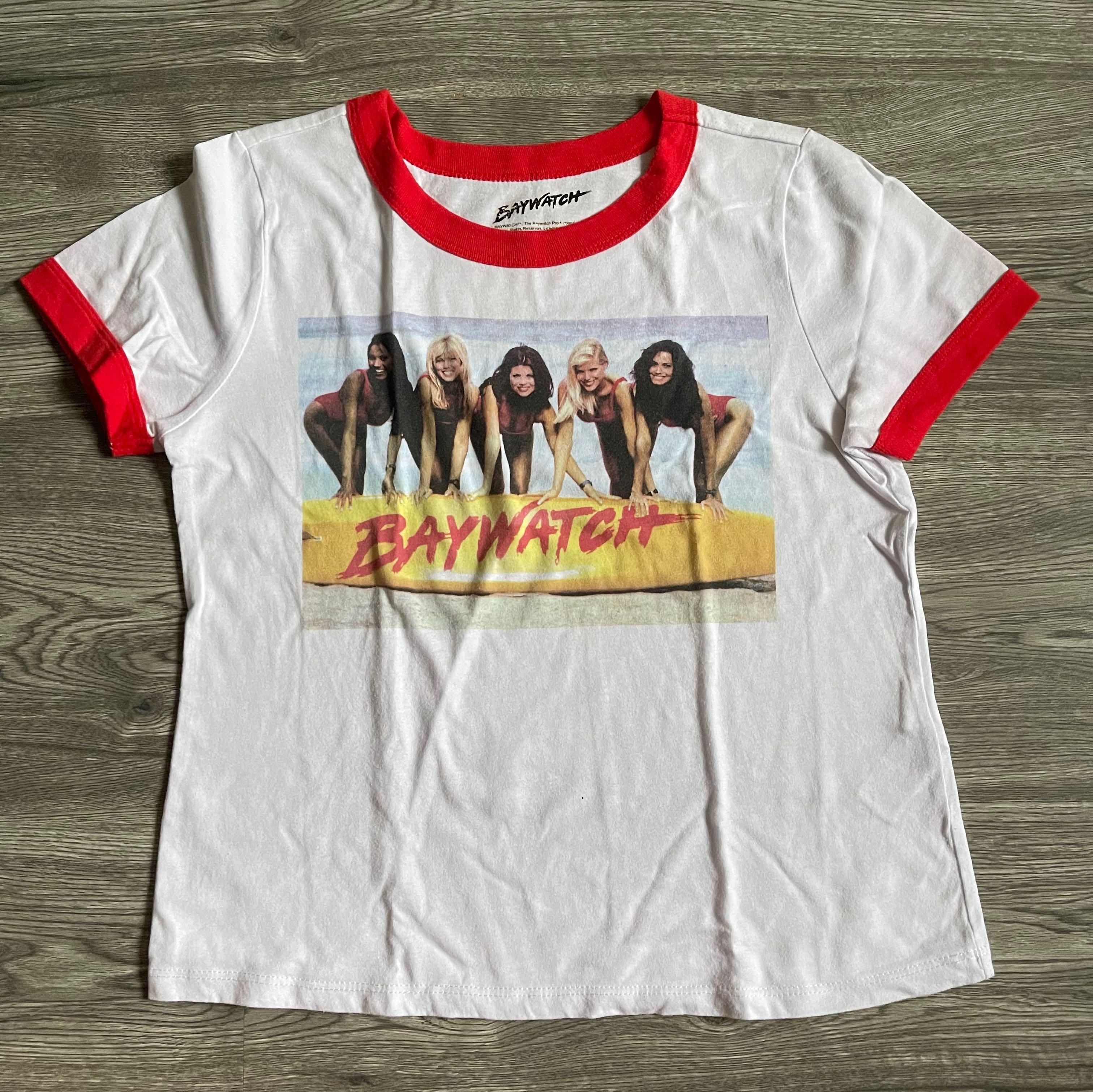 Y2K FOREVER 21 Baywatch Graphic Ringer Tee, Womens Fashion, Tops, Others Tops on Carousell