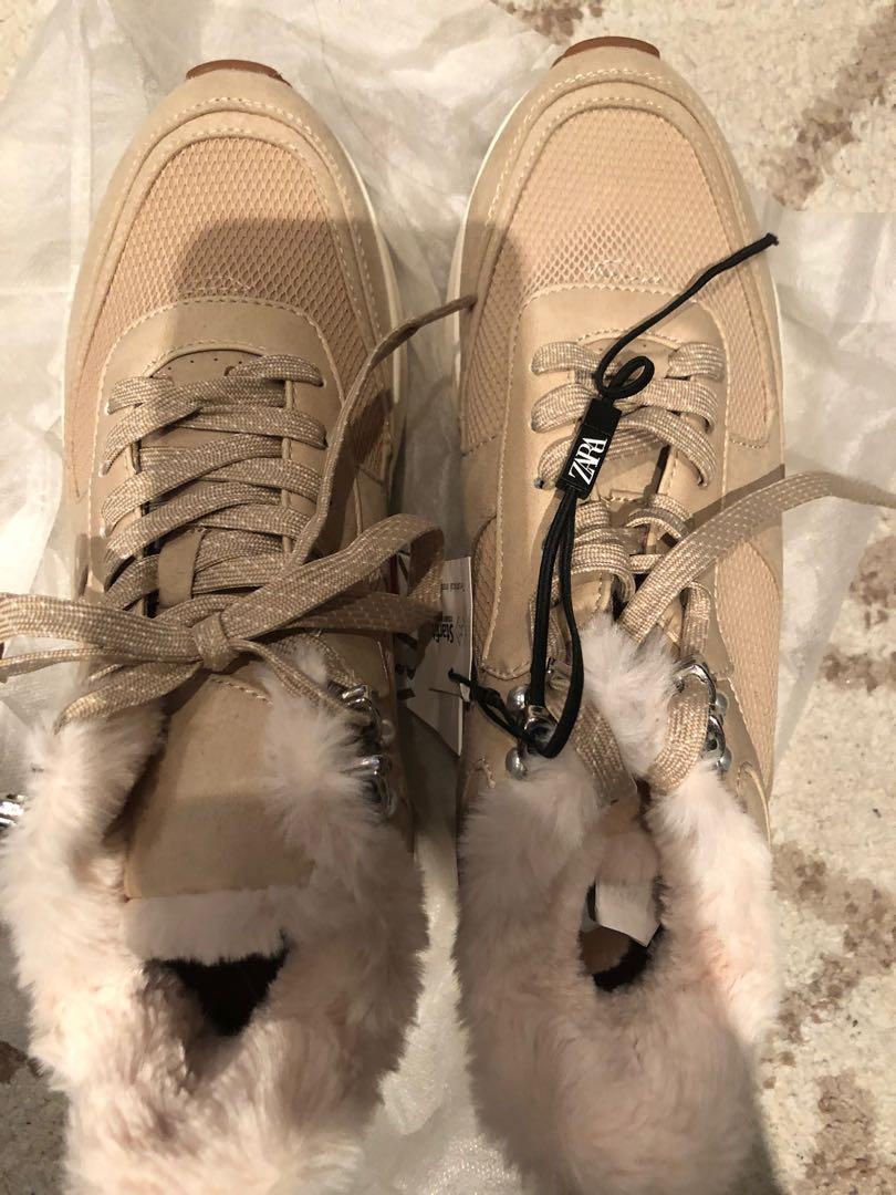 Zara on sale fur sneakers