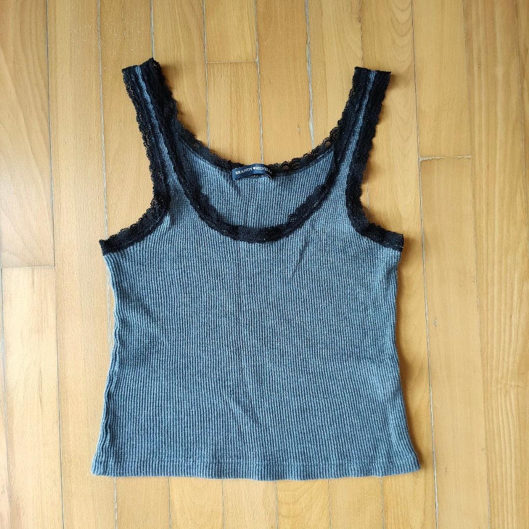 Bnwt brandy melville grey ronnie lace tank, Women's Fashion, Tops,  Sleeveless on Carousell
