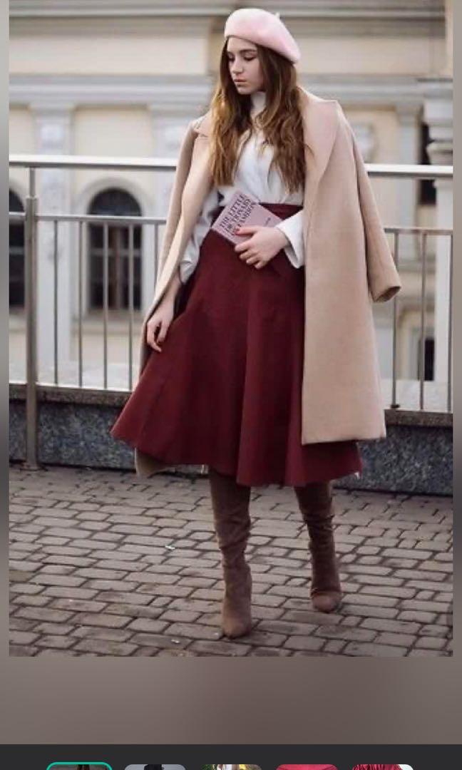 Burgundy wool skirt Clearance