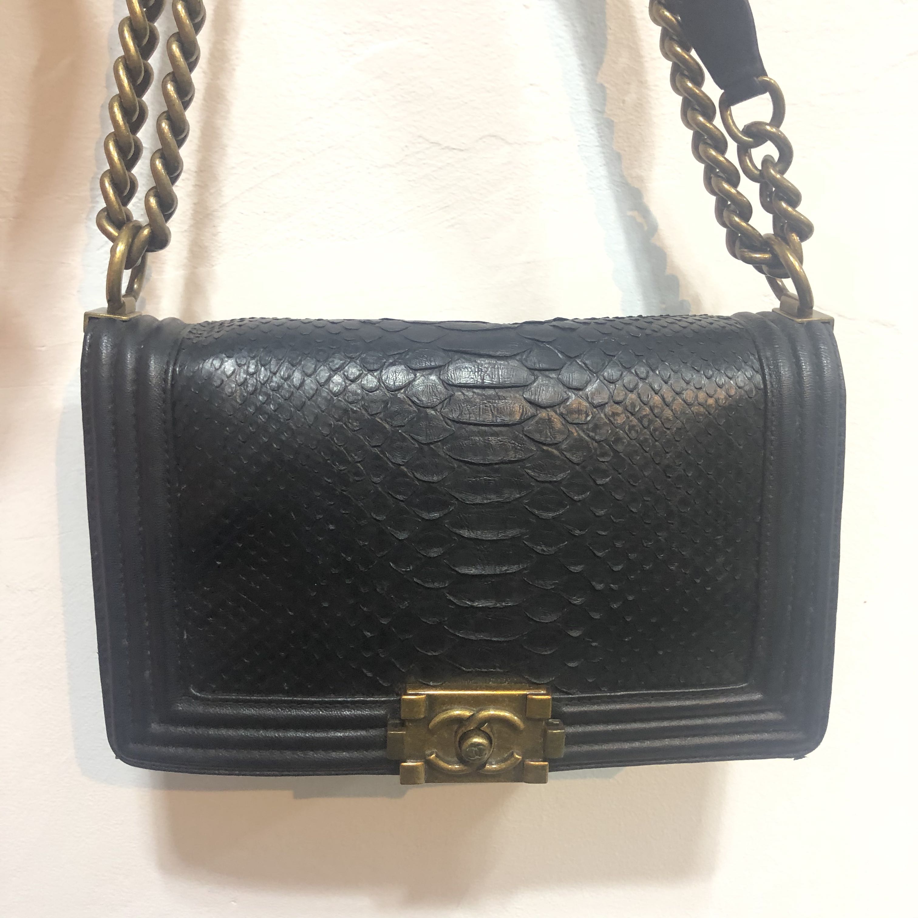 Chanel le boy best sale python