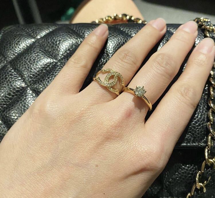 Chanel Camellia 18K Yellow Gold Diamond Ring Size 54 Chanel  TLC