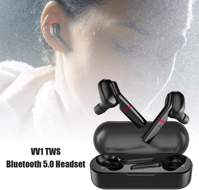 Charging Cable NOT INCLUDED Youn VV1 TWS Wireless Bluetooth 5.0 Earphones Touch Earbuds Ear Hook Headphones