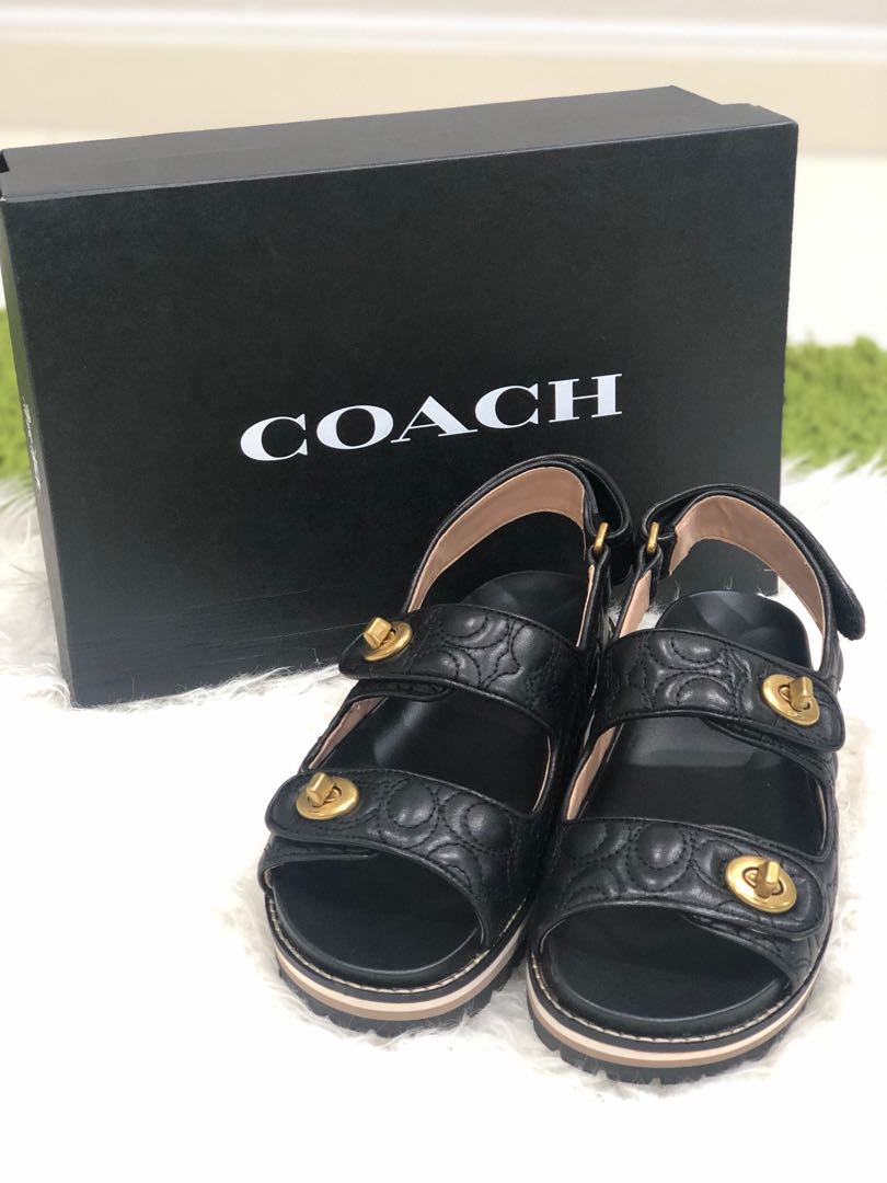 COACH KACIE SANDAL SIG C BLACK Women s Fashion Footwear Loafers