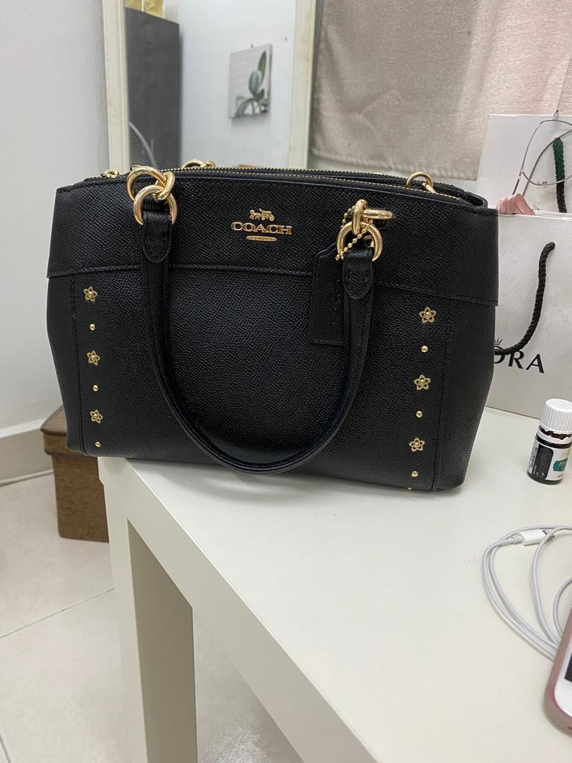Coach mini brooke carryall with floral rivets