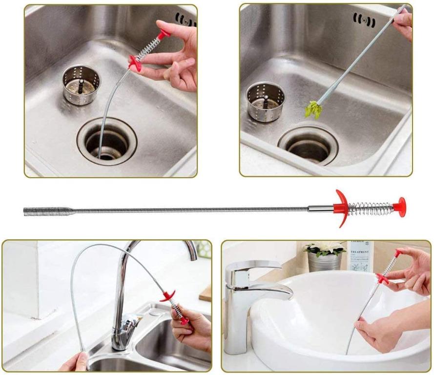 Drain Hair Remover Sink Clog Relief Auger Cleaning Tool Hole for ...