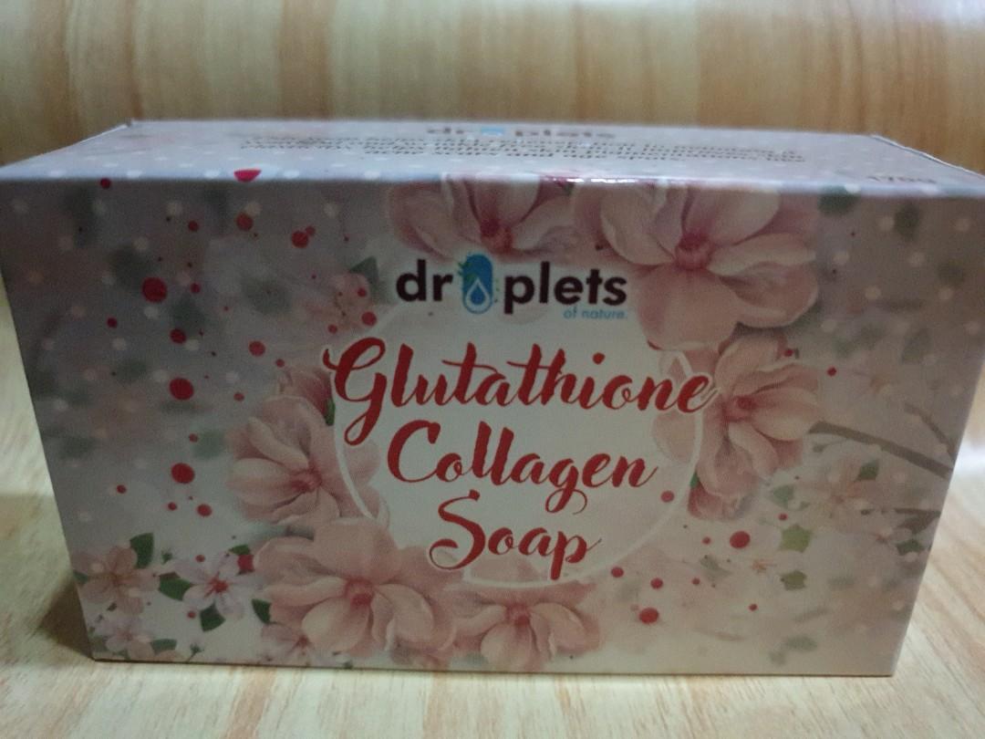 Droplets Glutathione collagen soap (Category: Vitamins & Supplements) located in Manila. Submitted by sarahmei1822 (Listing ID 1060125402, Image 1). Description: This soap helps skin regeneration to maintain a youthful and wrinkle free skin. it improves skin elasticity, helps lighten skin pigmentations like acne scars and age spots..