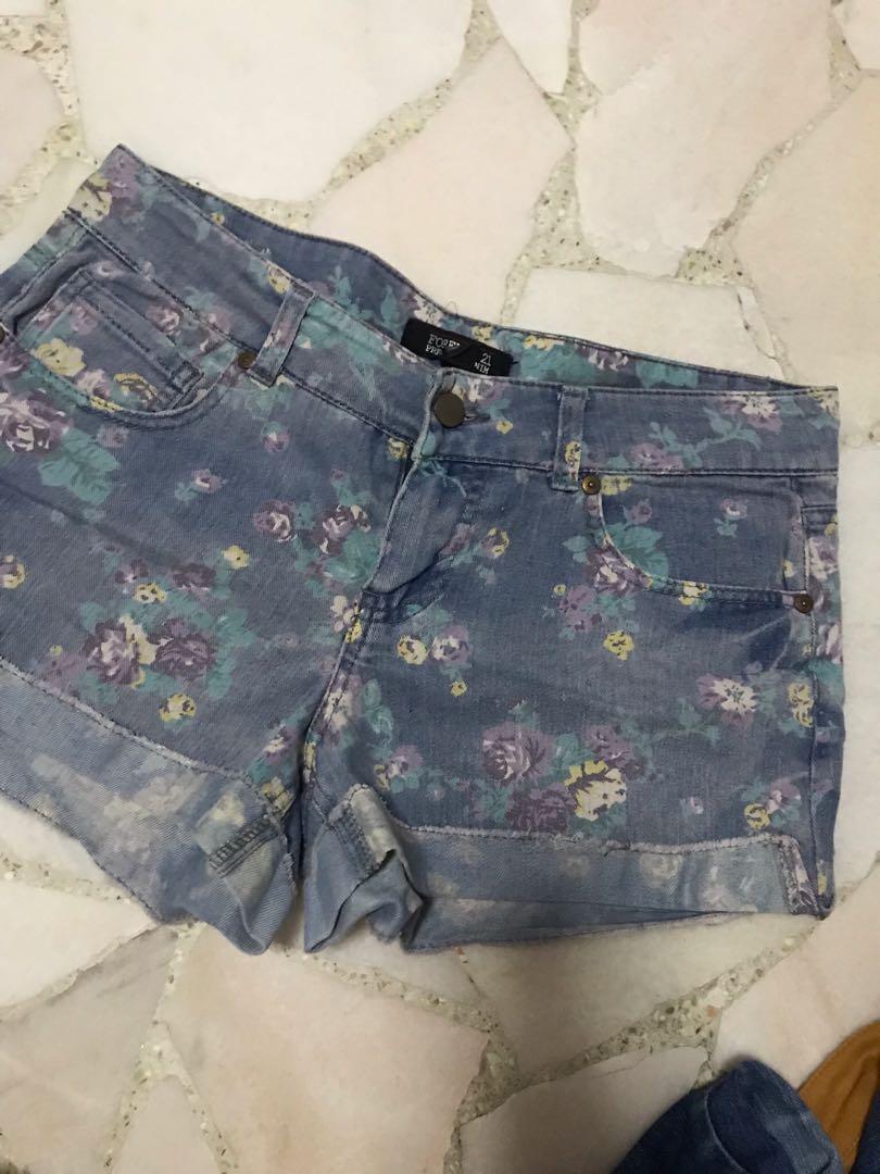 Floral jean shorts clearance