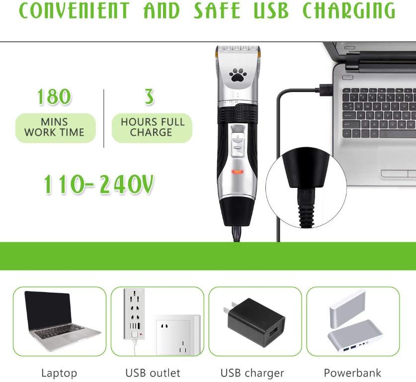 FreeDelivery Dog Grooming Clippers Focuspet 2 Speed Adjustable Dog Clippers Rechargeable Cordless Low Noise Dog Clippers Kit Electric Hair Trimming