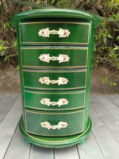 green Musical jewelry box cabinet or accessories box