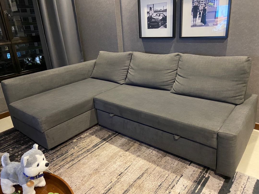Ikea friheten L shape sofa bed 3 seat, Furniture & Home Living