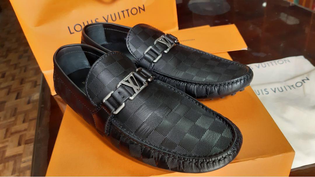 LOUIS VUITTON SHOES HOCKENHEIM MOCCASIN 13 47 CHECKERBOARD LOAFER SHOES  Navy blue Leather ref.875178 - Joli Closet