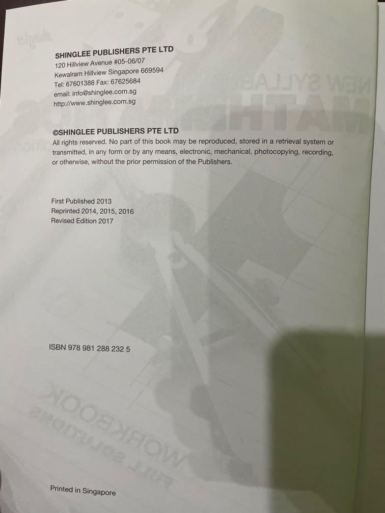 New Syllabus Mathematics Workbook Full Solutions 1, Hobbies & Toys ...