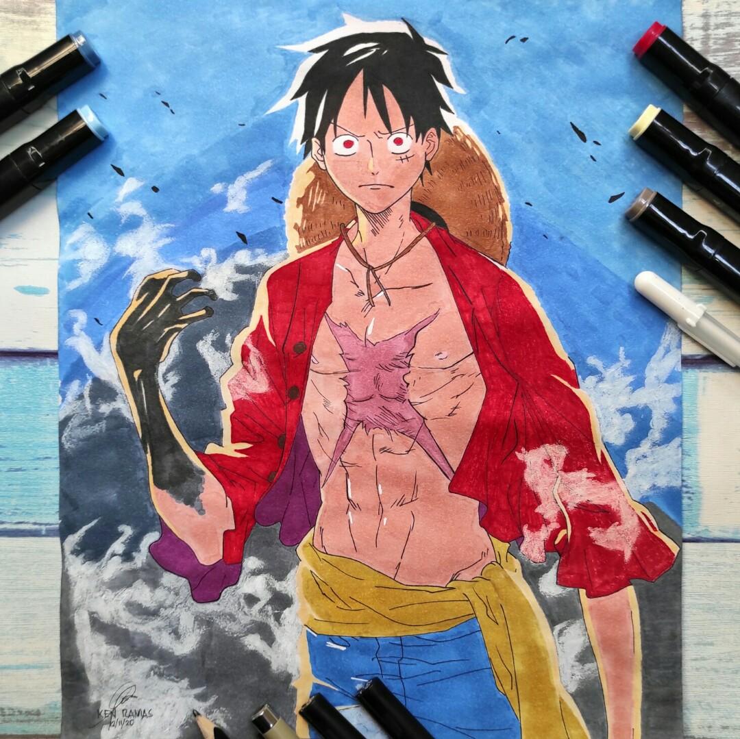 One Piece Monkey D Luffy Haki Traditional Anime Art Drawing Commission W Frame 10x12 Hobbies Toys Stationary Craft Art Prints On Carousell