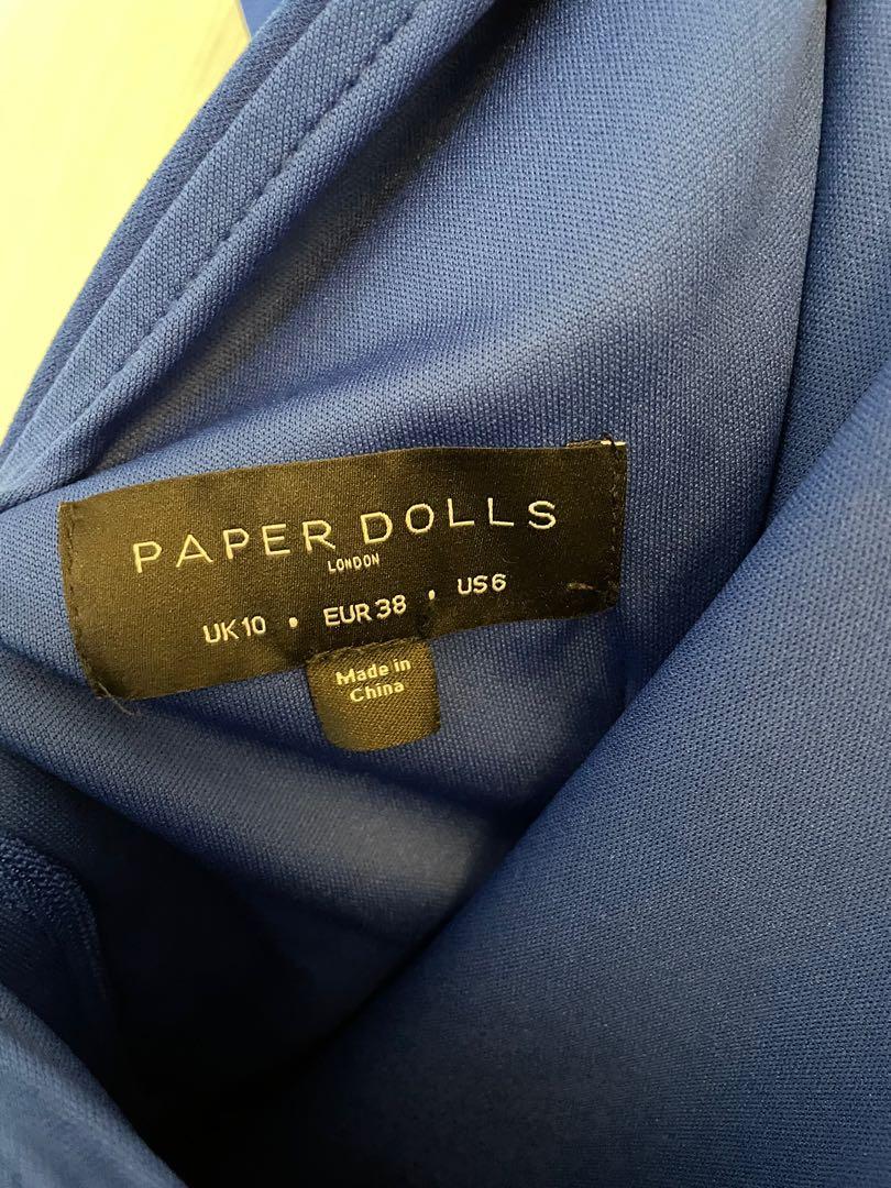 Paper Dolls London Blue Dress with Lace Hem, Women's Fashion, Dresses