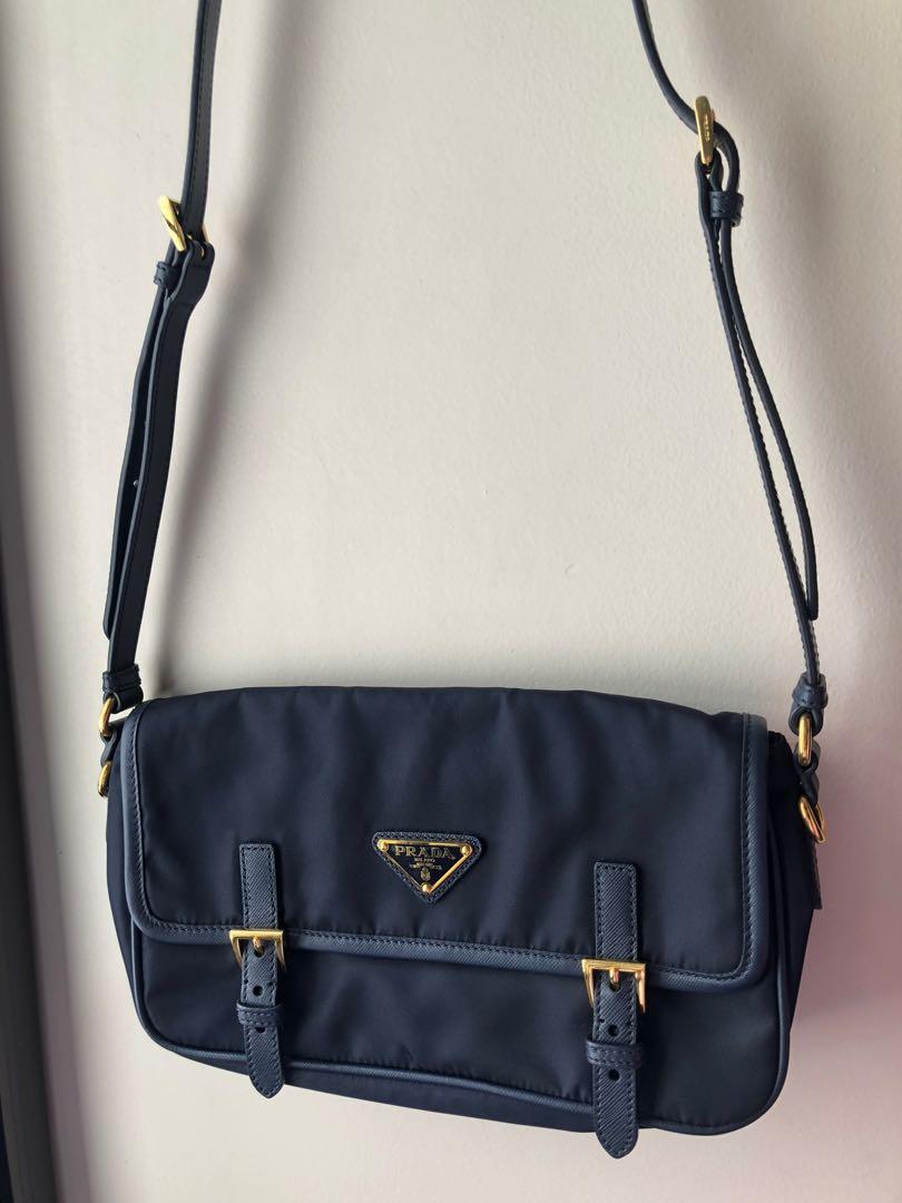 PRADA Authentic DARK BLUE Sling Bag, Luxury, Bags & Wallets on Carousell
