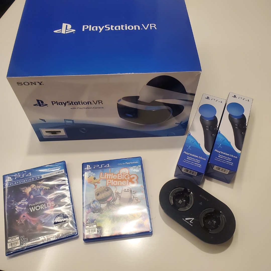 PS VR with two games and two ps move controllers, Video Gaming, Gaming  Accessories, Controllers on Carousell