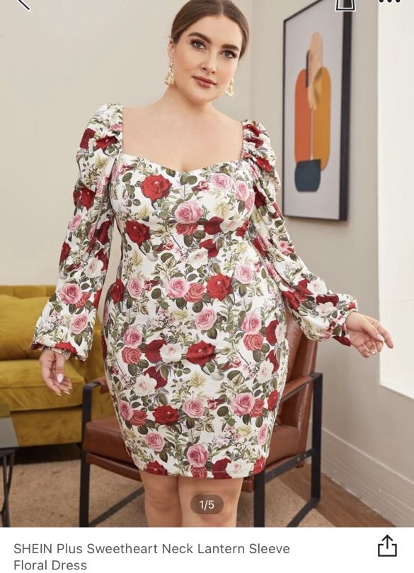 Shein Plus Curve Floral Dress, Women's 