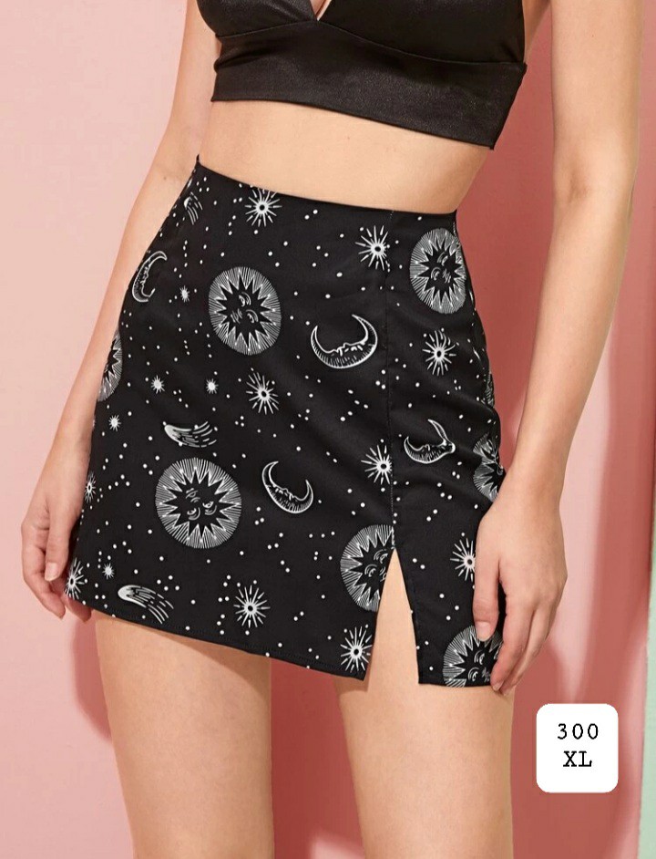 SHEIN sun and moon high rise skirt with 