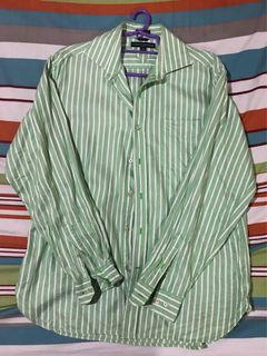 Tommy Hilfiger Long Sleeved Green Stripes Polo