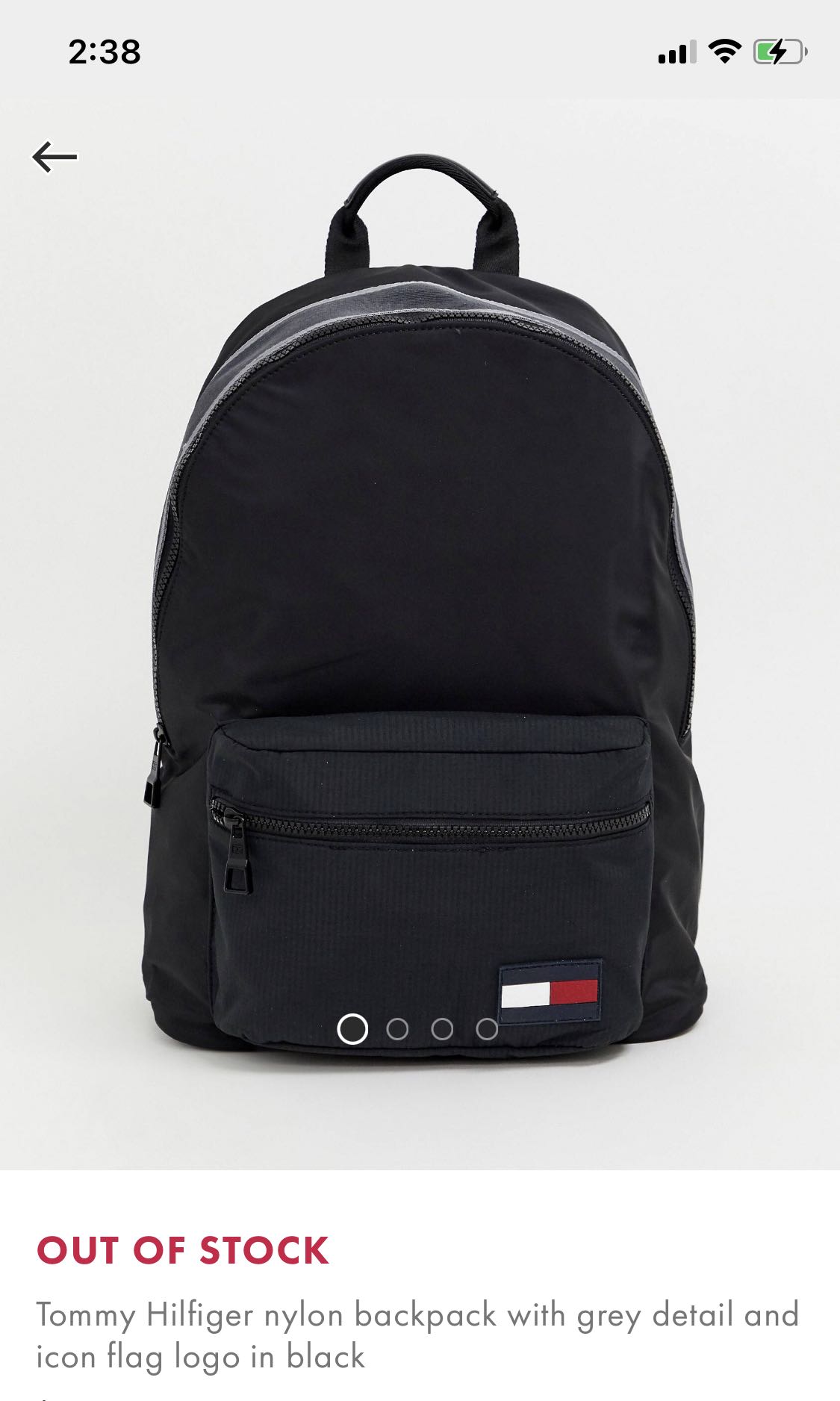 Tommy hilfiger nylon backpack with grey detail and icon flag logo in
