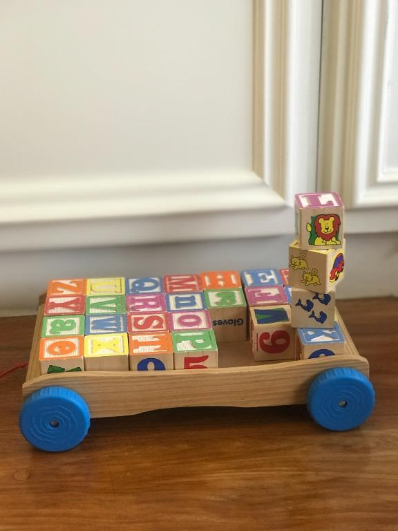 Wood PullaLong Alphabet Blocks Wagon, Babies & Kids, Infant Playtime