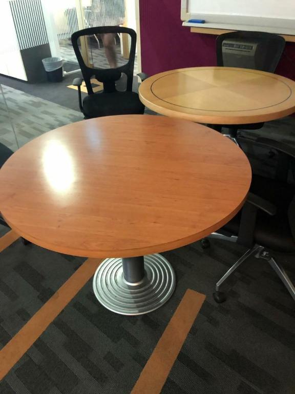 Wooden Top Round Dining Table With Metal Leg 50 Each Furniture Home Living Furniture Tables Sets On Carousell