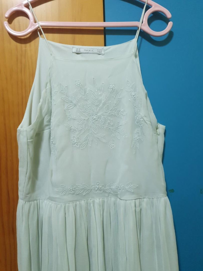 Zara trafaluc mint green dress, Women's Fashion, Tops, Sleeveless on  Carousell