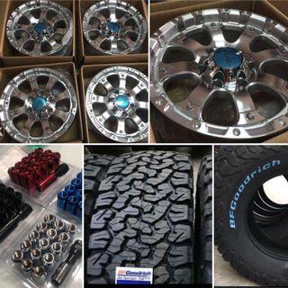 17" MB wheels Torque A76 Mags 6Holes pcd 139 paired with BF Goodrich K02 265-70-r17 for 80K
