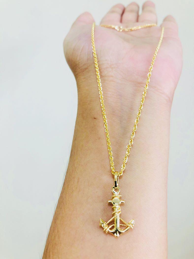 18k Saudi Gold Anchor Necklace 20” 2.5g 