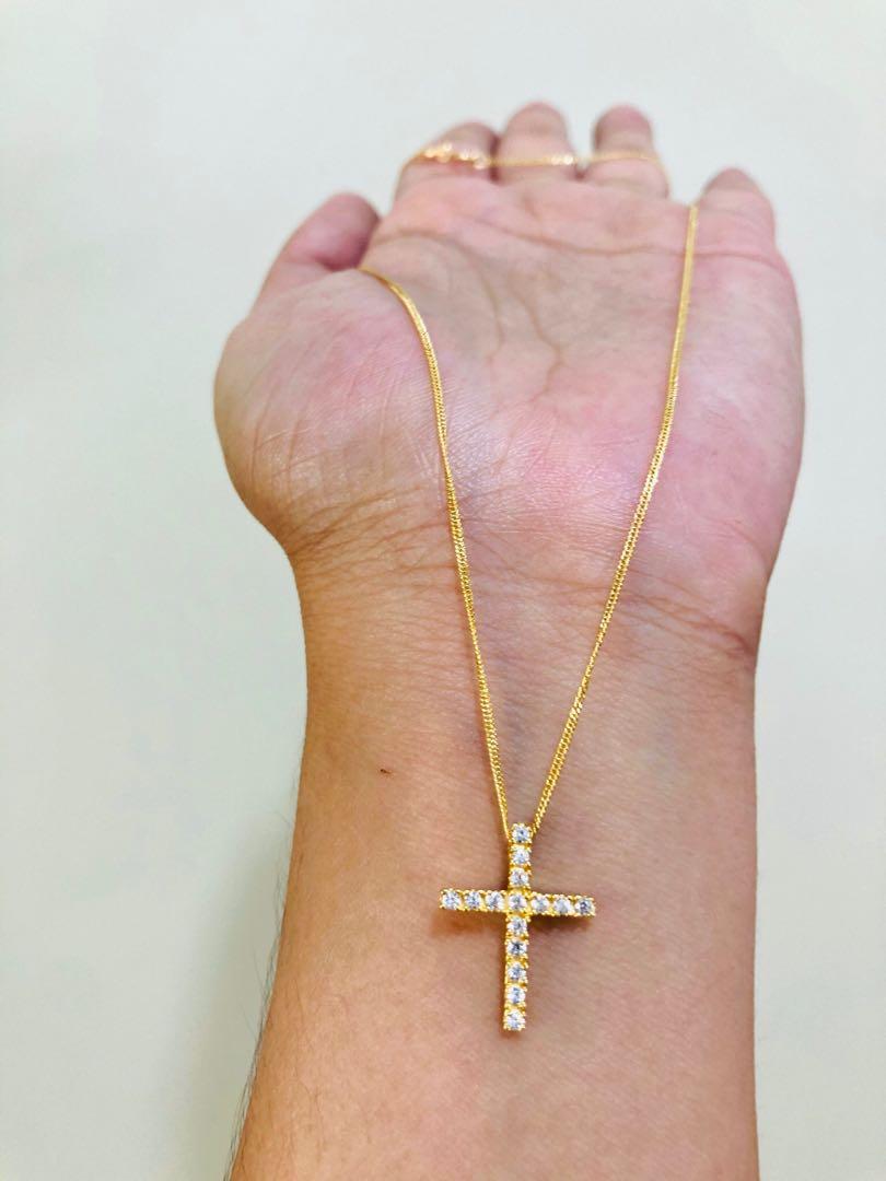 Gold cross with stones cheap