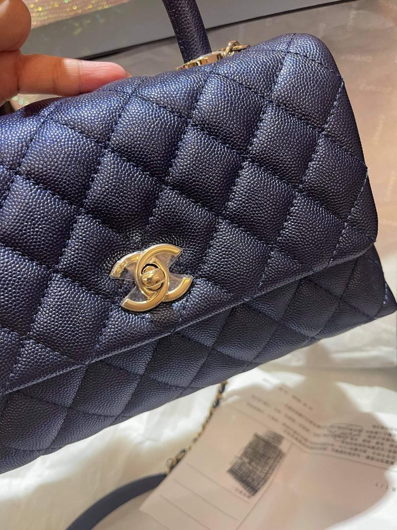 20K Chanel Coco Handle Iridescent blue, Luxury, Bags & Wallets on