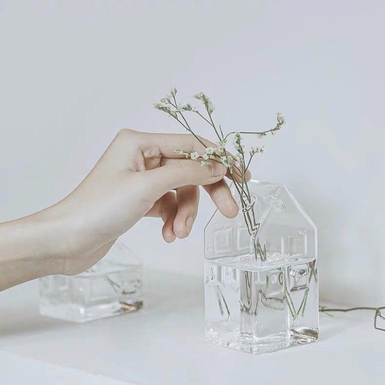 透明 屋仔 日式 迷你 花樽 花瓶 玻璃 Flower Vase Glass 新年 裝飾 插花, 傢俬＆家居, 家居裝飾, 家居裝飾 - 其他 ...