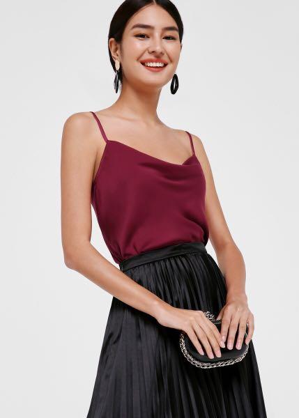 maroon satin top