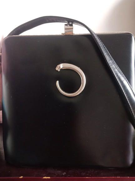 Authentic Cartier Panthere Black Vintage Double Clutch Bag, Fesyen