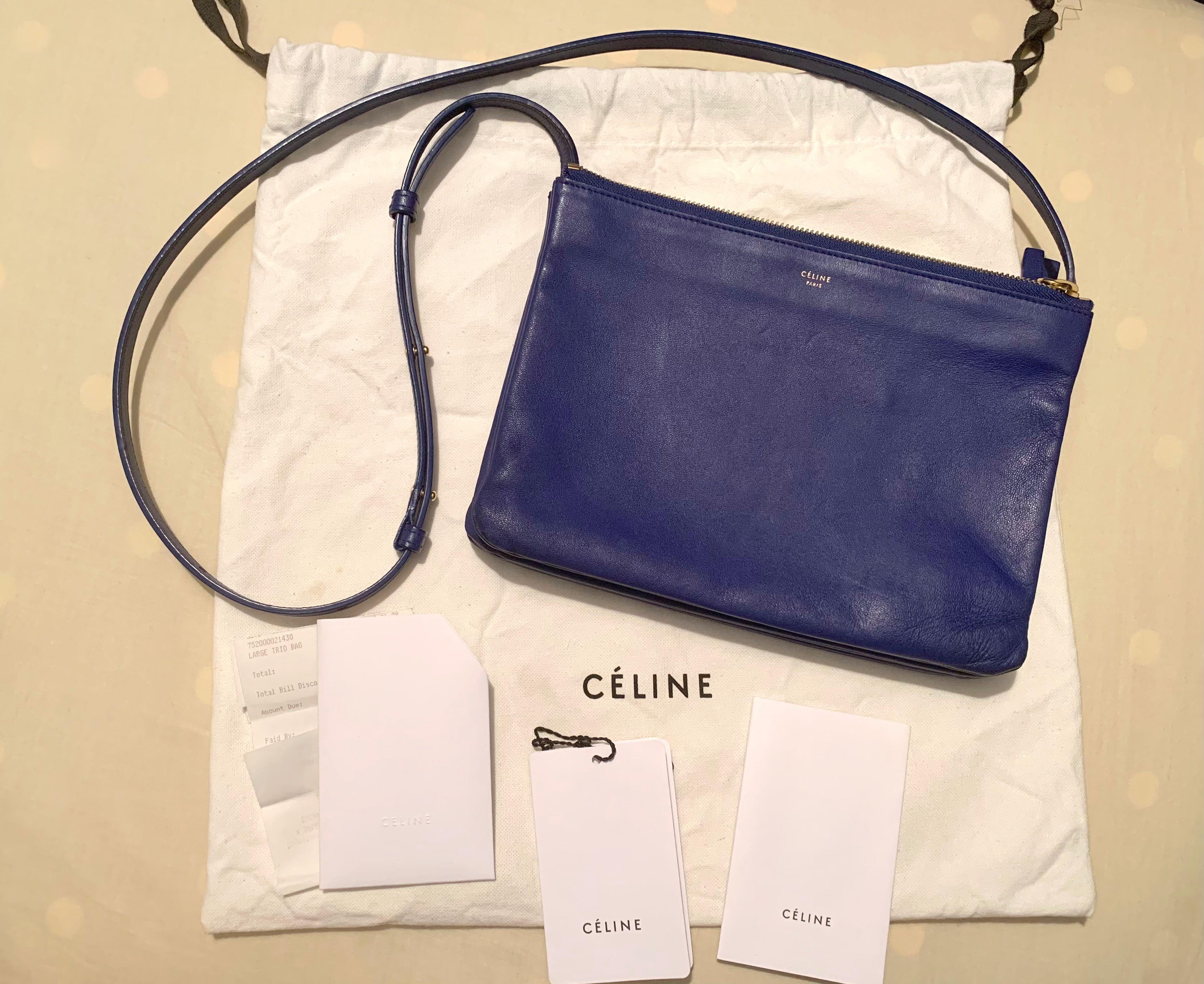 Celine Trio Crossbody Bag Leather Large Blue
