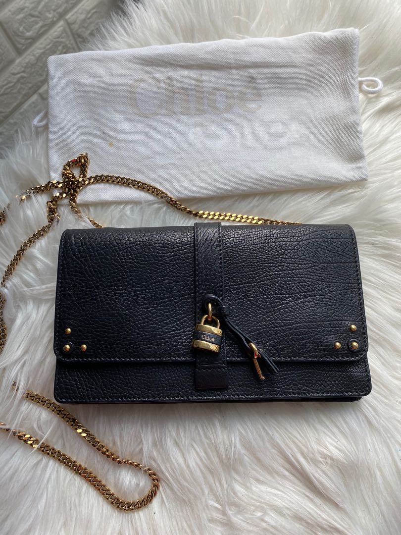 Authentic Chloe Aurore Padlock Wallet On Chain Sling Bag In Black Ghw Luxury Bags Wallets On Carousell