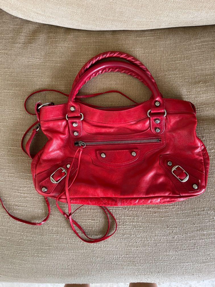City leather handbag Balenciaga Red in Leather - 29187559