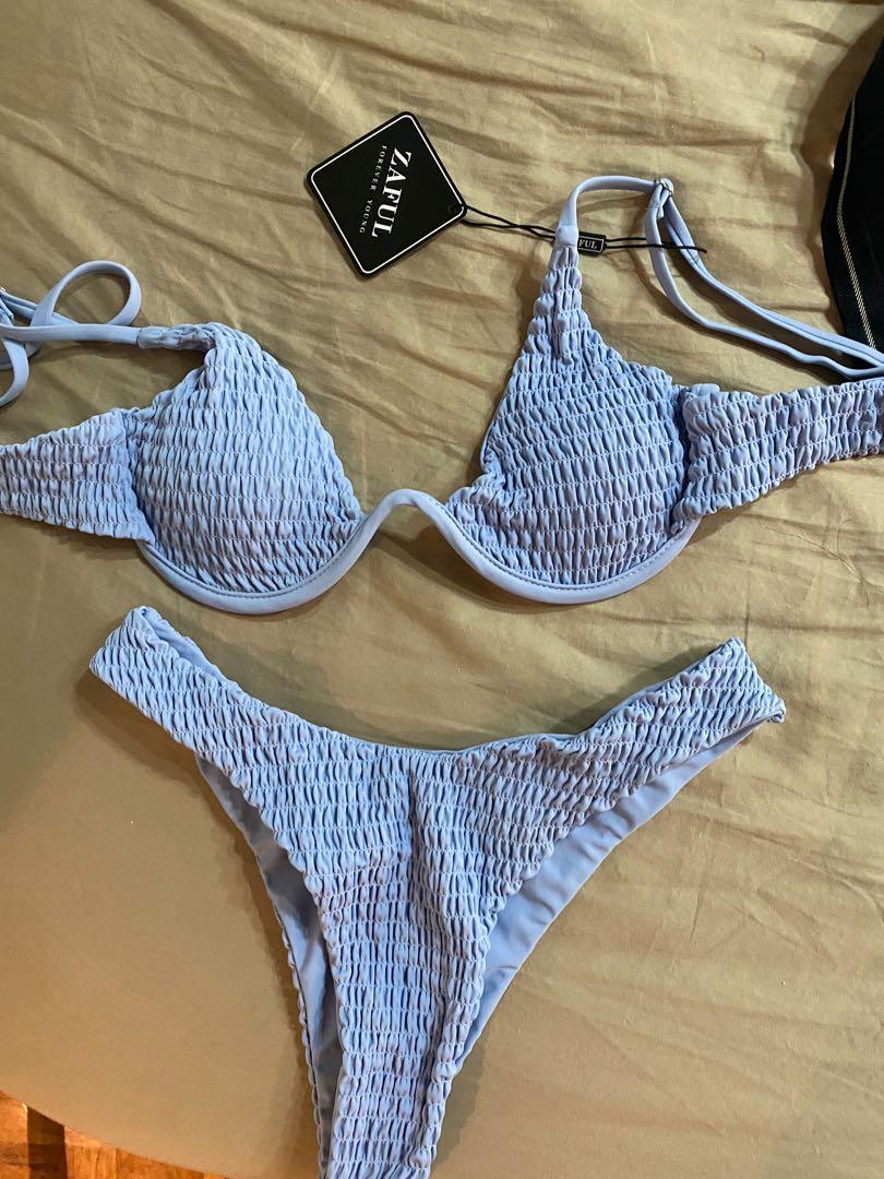 Smocked underwire top bikini