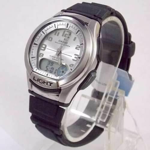 Casio AQ 180W 7B Men Analog Digital Dual Time Classic YOUTH Design Black Resin Band Silver Case Original Casual Watch AQ 180W