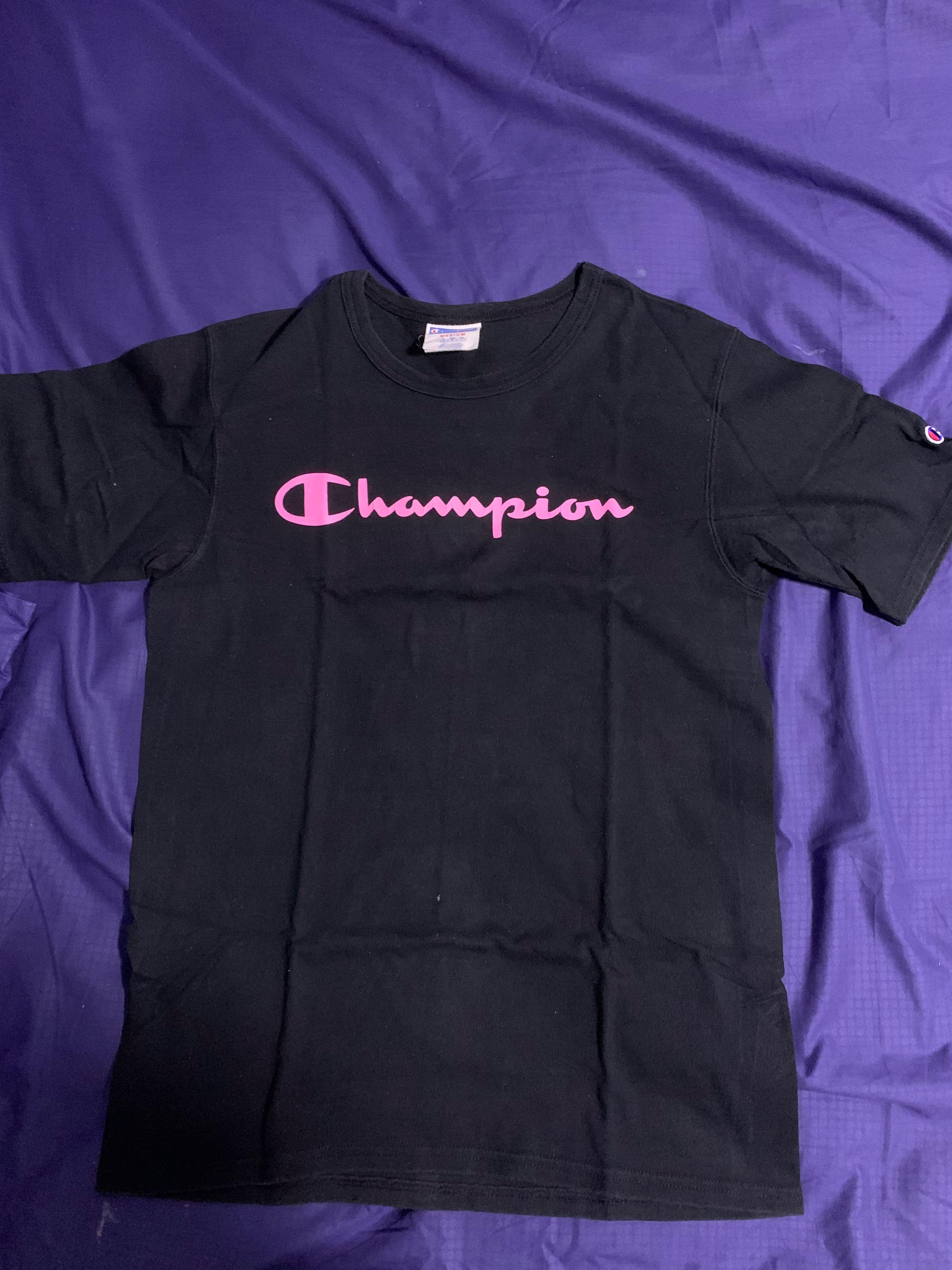 Pink and black champion shirt on sale