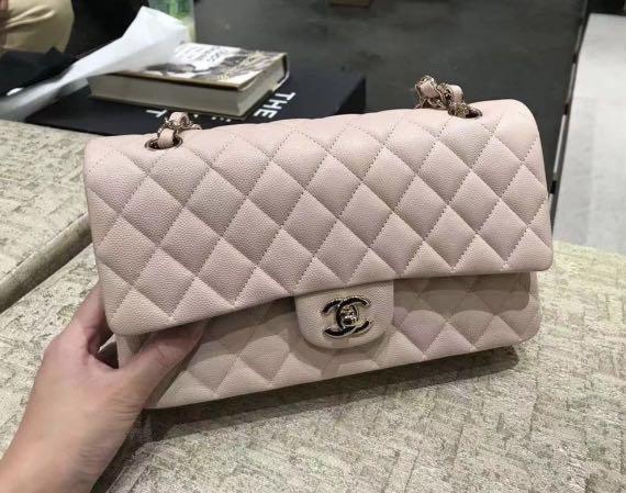 Chanel 21P / 21C rose clair / light pink caviar classic flap