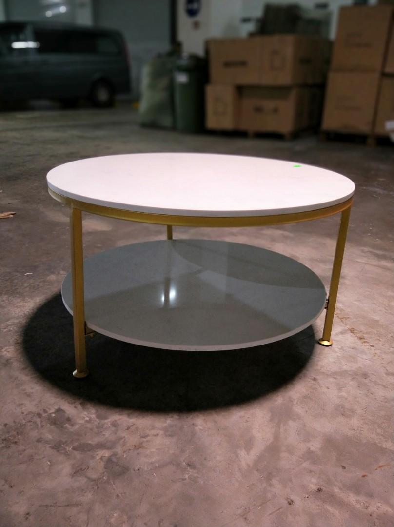 Christine Ii Round Marble Coffee Table In Matt Gold Frame Furniture Tables Chairs On Carousell