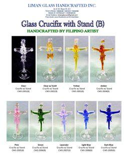 Crucifix with Stand Glass Figurine Religious Home Decor Altar Display