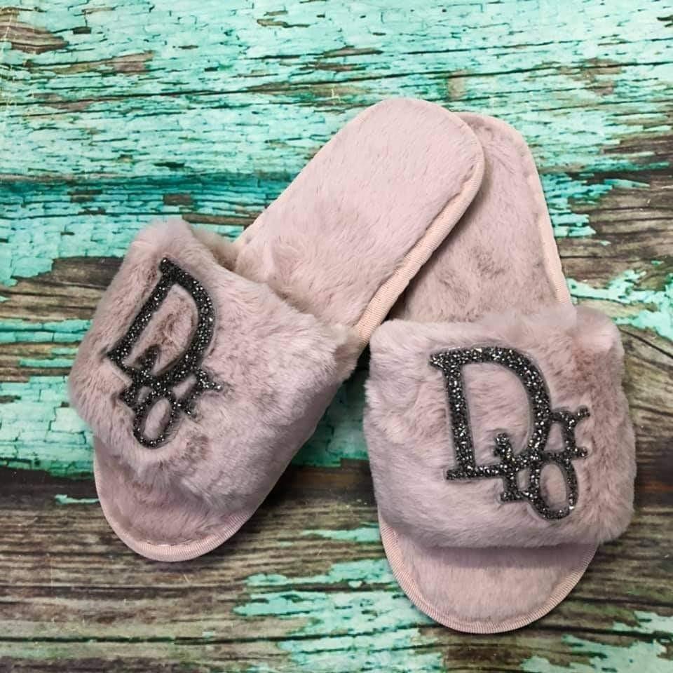 Dior Fur Slippers Women s Fashion Footwear Flats Sandals on